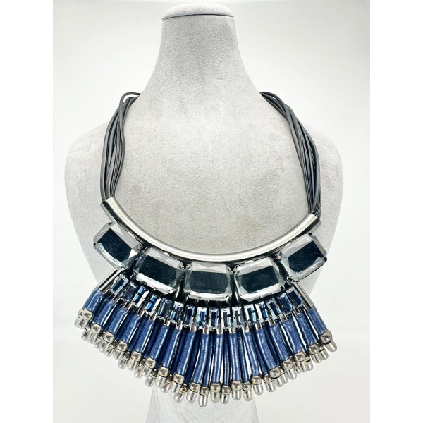 Lacivert Taşlı Kolye